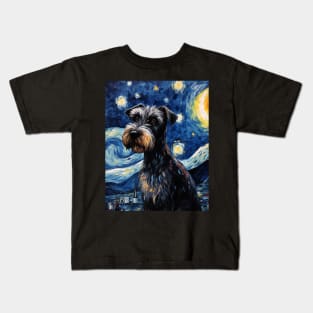 Standard Schnauzers Painted in The Starry Night style Kids T-Shirt